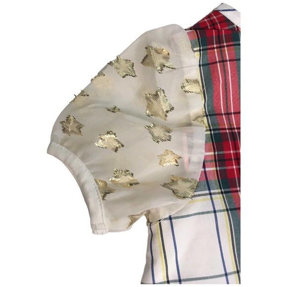 New Andy And Evan Little Girl's Holiday Plaid Stars Dress Gold Red 6Y - Picture 7 of 12